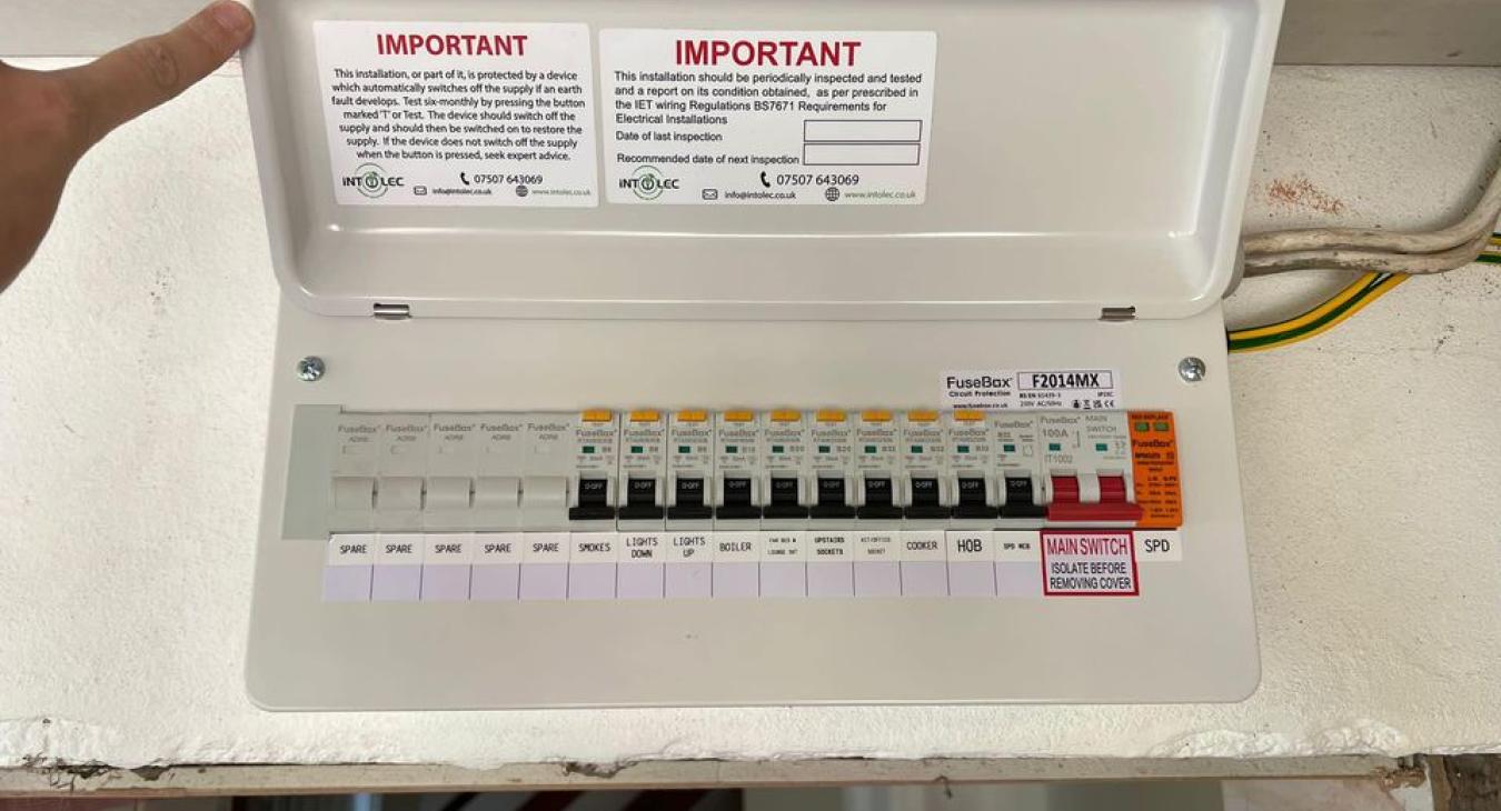 New consumer unit installed by Intolec Ltd in Long Marston